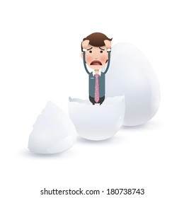 businessman inside an egg over white background, Vector design