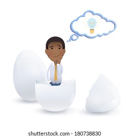 businessman inside an egg over white background, Vector design