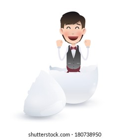 businessman inside an egg over white background, Vector design