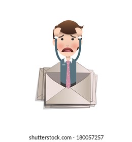 Businessman inside an envelope over white background