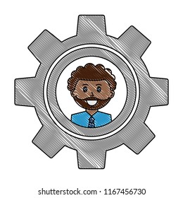 businessman inside gear team business