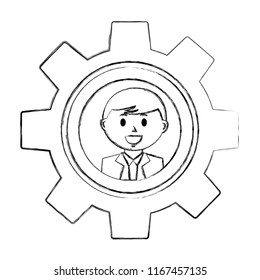 businessman inside gear team business