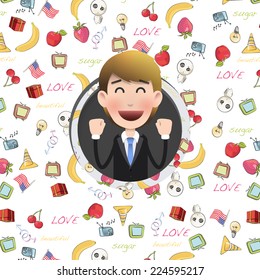 Businessman inside hole paper