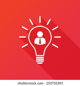 Businessman inside a light bulb icon