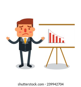 Businessman insolvency with graph down indicating-Vector illustration