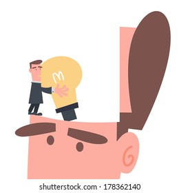 Businessman Installing Idea in His Brain