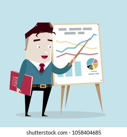 Businessman introducing statistics