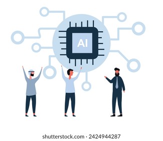 businessman invented AI processing  industry robot factory  Robotic system Artificial intelligence Vector on white background