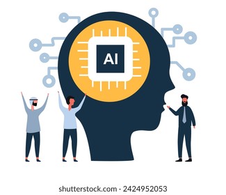 El empresario inventó la industria de procesamiento de IA fábrica de robots Sistema robótico Inteligencia artificial Vector sobre fondo blanco
