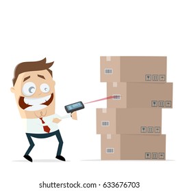 businessman with inventory boxes and pda