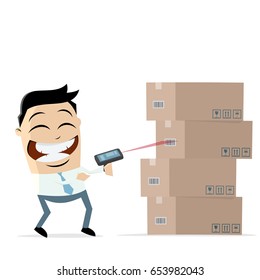 empresario con cajas de inventario y pda