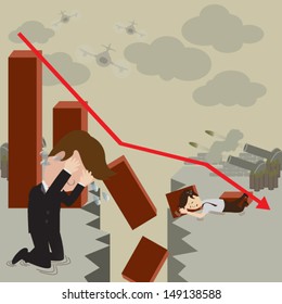 Businessman and investment fail. Vector
