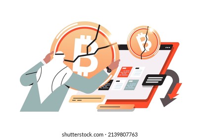 businessman investor with crashed coins cryptocurrency crash bitcoin price collapse crypto loss investment risk crisis