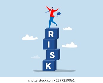 businessman investor falling from stack of unstable box Unstable investment market risky situation or economic recession; crisis or bankruptcy.vector illustrator