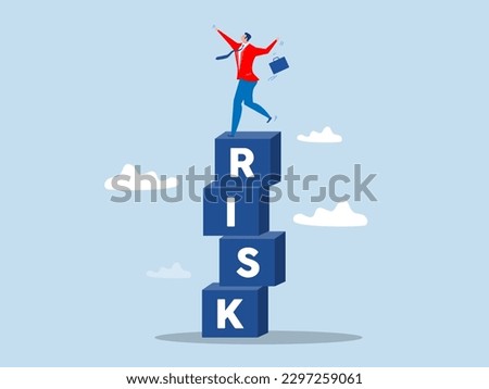 businessman investor falling from stack of unstable box Unstable investment market risky situation or economic recession; crisis or bankruptcy.vector illustrator