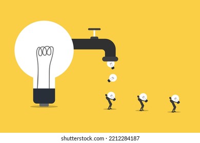 businessman or investor get idea from lightbulb faucet. income, opportunity, ideas and creativity concept.