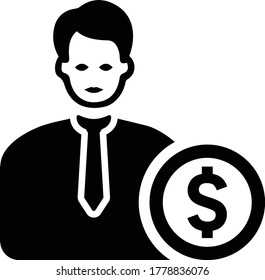 Businessman, investor icon / black version