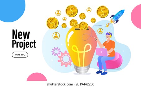 Businessman or investor putting dollar coin into slot in light bulb. Venture investment, startup funding, financing innovative technology. Invest In Idea. Creative thinking, new idea concept.