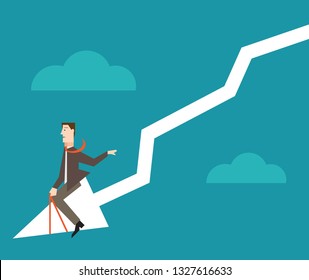 Businessman Investor Riding Out Economic Downturn Or Market Correction In Graph