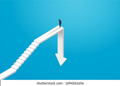 Businessman investor riding out economic downturn and not success. illustration Vector