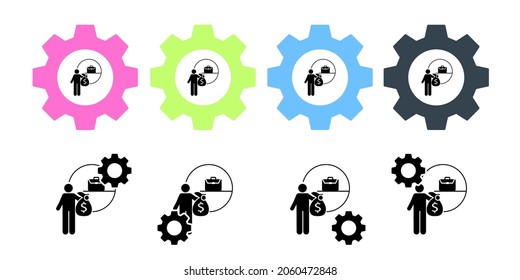 Businessman, investor vector icon in gear set illustration for ui and ux, website or mobile application