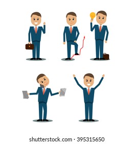 Businessman isolated vector characters . Flat style . Man collection .