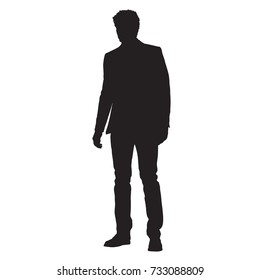Businessman isolated vector silhouette. Man in suit standing
