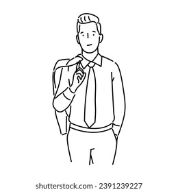 businessman with jacket and tie icon over white background, line style, vector illustration