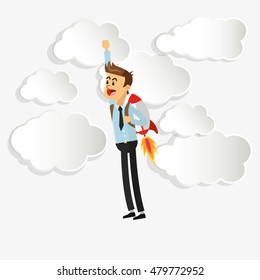 businessman with jetpack icon