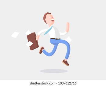Businessman Jimmy in a hurry to work
