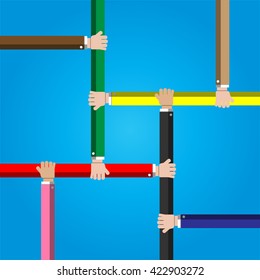 Businessman joining hands together cooperation concept