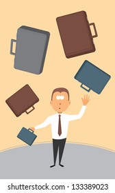 Businessman juggling with briefcases