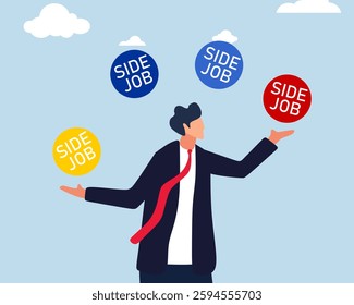 businessman. juggling many jobs. Multitasking work and time management concept, businessman juggling many jobs, productivity and project management skill