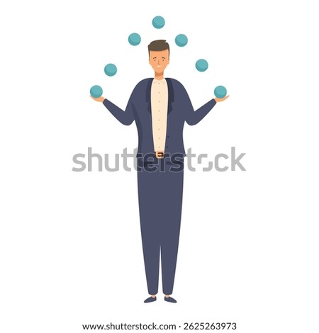 Businessman is juggling multiple tasks, symbolizing his ability to handle pressure and prioritize effectively