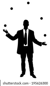 Businessman Juggling With Some Balls, Vector