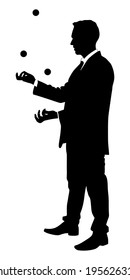 Businessman juggling with some balls, vector