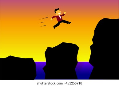 Businessman Jump to Higher Position 
