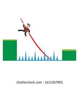 businessman jump on the obstacles vector - illustration