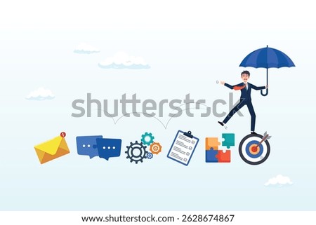 Businessman jump on working skill experience, work experience, skill development or leadership learning, career path motivation, capability or ability to growing in job or project progress concept