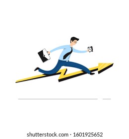 Businessman jump over the barrier graph. sport obstacle situations as a  business concept. business cartoon flat vector. 