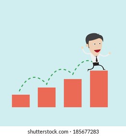 Businessman jump over graph 