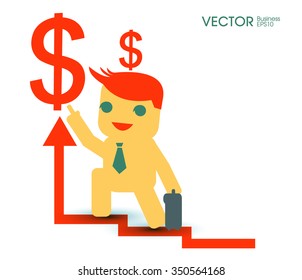 Businessman jump over growing chart concept