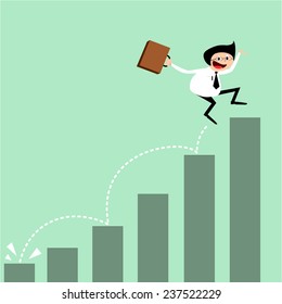 businessman jump over growing graphs.vector