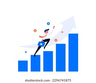 Businessman Jump Over Growth Graph illustration