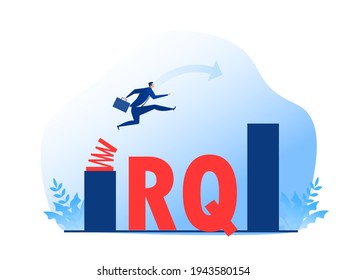 Businessman jump spring across the growing bar chart.Resilience Quotient vector illustrator.