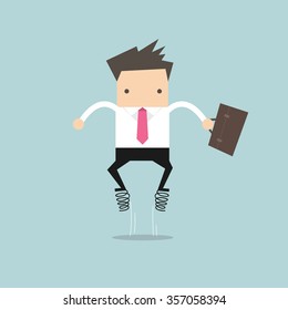 Businessman jump up with spring vector