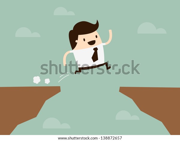 Businessman Jump Through Gap Stock Vector (Royalty Free) 138872657