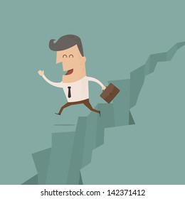 businessman jump through the gap  , eps10 vector format