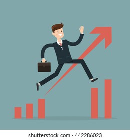 Businessman Jump Through The Gap In Growth Chart vector