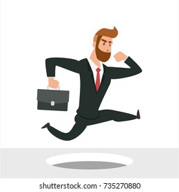 businessman jumping avoid pit in White Background.  Business Illustration Vector Template